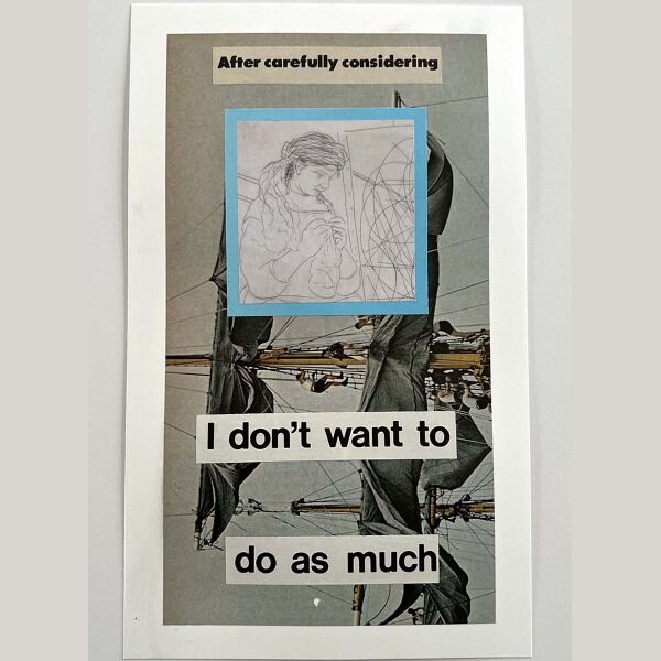 Sarah creates collage poems from vintage magazines. They are beautifully strange. There are 10 unique collages available, made on 7x11" paper.