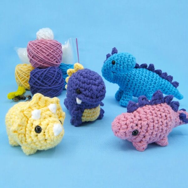 Start your own Jurassic Park with this dinosaur crochet kit from Club Crochet! This kit includes all the materials you need to make 4 different dinosaurs, including a T-rex, Stegosaurus, Triceratops, and Brontosaurus!