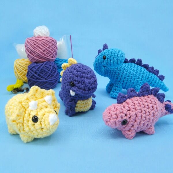 Start your own Jurassic Park with this dinosaur crochet kit from Club Crochet! This kit includes all the materials you need to make 4 different dinosaurs, including a T-rex, Stegosaurus, Triceratops, and Brontosaurus!