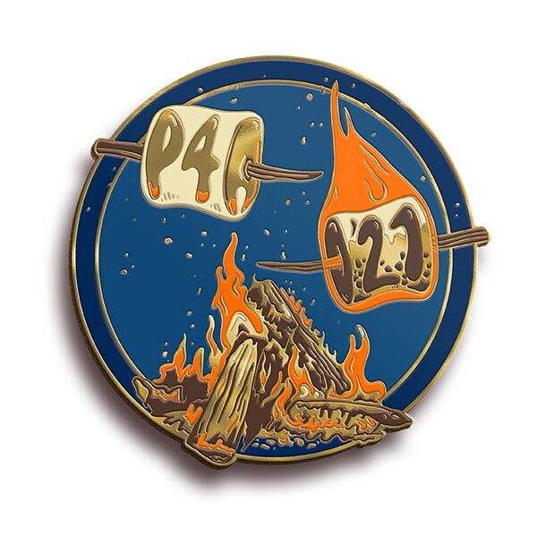 This gorgeous enamel pins commemorates P4A 2021 and smores! Designed by Lukas Phelan This gorgeous enamel pins commemorates P4A 2021 and smores! Designed by Lukas Phelan