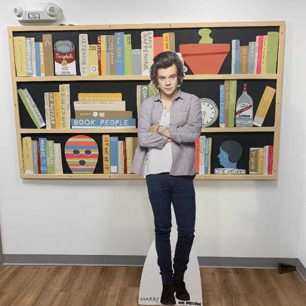 Cardboard Harry Styles has been a presence in the Indy office since 2015 and has appeared in multiple P4As (as well as the Origin of Everything Boy Bands episode). Will always be there to join you in a "Watermelon Sugar" duet! Cardboard Harry Styles has been a presence in the Indy office since 2015 and has appeared in multiple P4As (as well as the Origin of Everything Boy Bands episode). Will always be there to join you in a "Watermelon Sugar" duet!