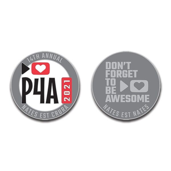 Display your support of Project For Awesome with this commemorative coin. These 1.5" metal silver plated coins were designed specifically by nerdfighter Katie Hambor! (Note if you want the 2020 and 2021 coin bundle, that is a separate reward) Display your support of Project For Awesome with this commemorative coin. These 1.5" metal silver plated coins were designed specifically by nerdfighter Katie Hambor! (Note if you want the 2020 and 2021 coin bundle, that is a separate reward)