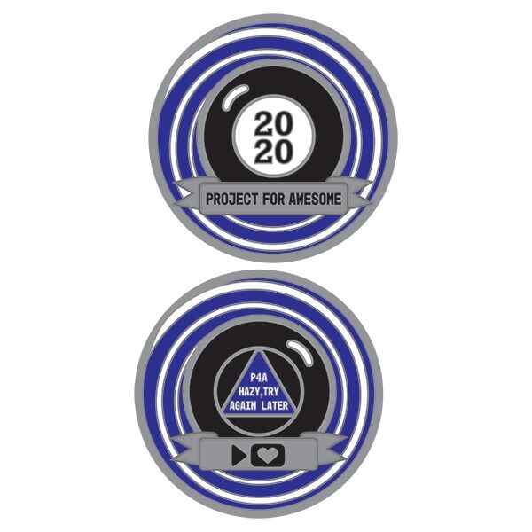 Although there wasn't a P4A in 2020, we don't want you coin collectors to have a gap! Get both the 2020 coin (designed by Savannah Geary) and the 2021 coin (designed by nerdfighter Katie Hambor) in this bundle deal!  It's the only way to get the 2020 coin Although there wasn't a P4A in 2020, we don't want you coin collectors to have a gap! Get both the 2020 coin (designed by Savannah Geary) and the 2021 coin (designed by nerdfighter Katie Hambor) in this bundle deal!  It's the only way to get the 2020 coin