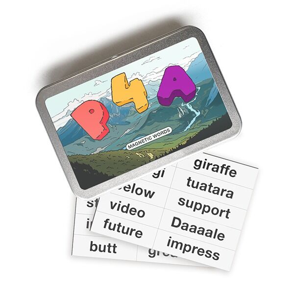 The first P4A magnet poetry set! Create a sonnet about Pizza John and Hanklerfish on your fridge. Contains 220 words, great add on to the Pizzamas magnet set! The first P4A magnet poetry set! Create a sonnet about Pizza John and Hanklerfish on your fridge. Contains 220 words, great add on to the Pizzamas magnet set!