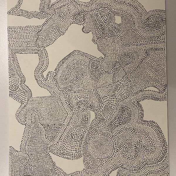 Some people baked bread, others rollerskated, John drew a lot of little circles. Own an original signed John circle piece! Dimensions 11" x 17". Some people baked bread, others rollerskated, John drew a lot of little circles. Own an original signed John circle piece! Dimensions 11" x 17".
