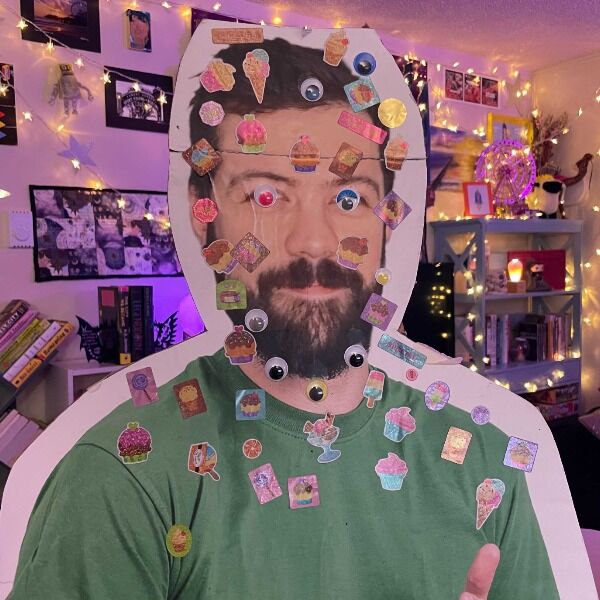 A cardboard cut out of Journey to the Microcosmos Producer Matt Gaydos! Decorated with stickers and googly eyes by Nicole! A cardboard cut out of Journey to the Microcosmos Producer Matt Gaydos! Decorated with stickers and googly eyes by Nicole!